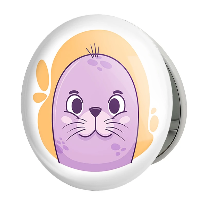 آینه جیبی خندالو طرح شیر دریایی حیوانات بامزه مدل تاشو کد 37156