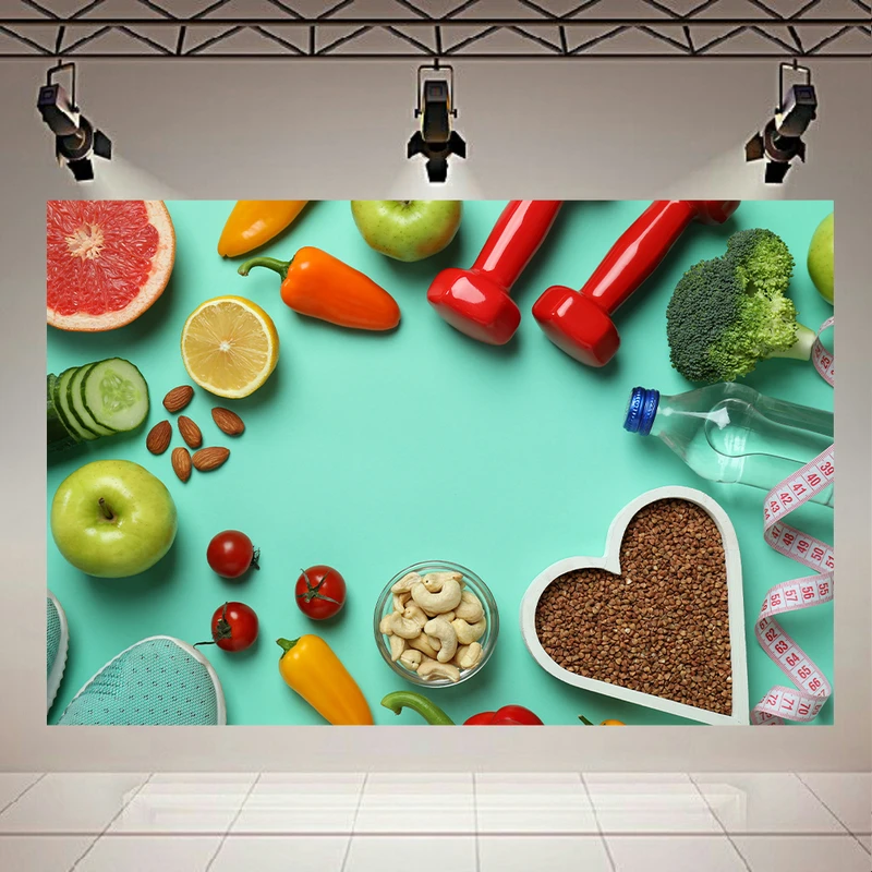 پوستر طرح مخمل سبک زندگی سالم مدل ورزش و غذای سالم کد AR303613