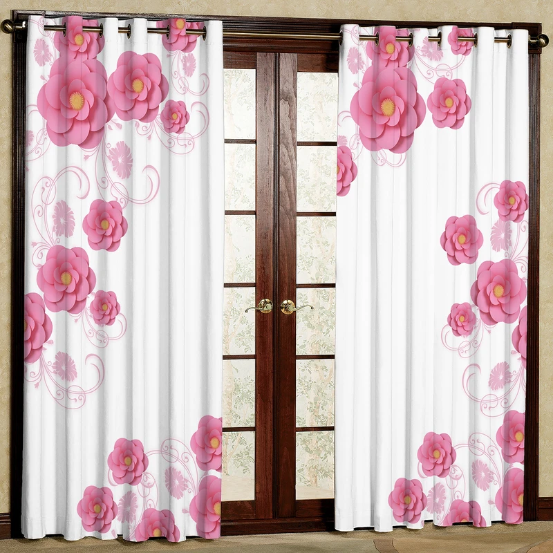 پرده بارمان دکور طرح گل مدل مخمل پانچی کد 5397LR W سایز 140x280 سانتی متر