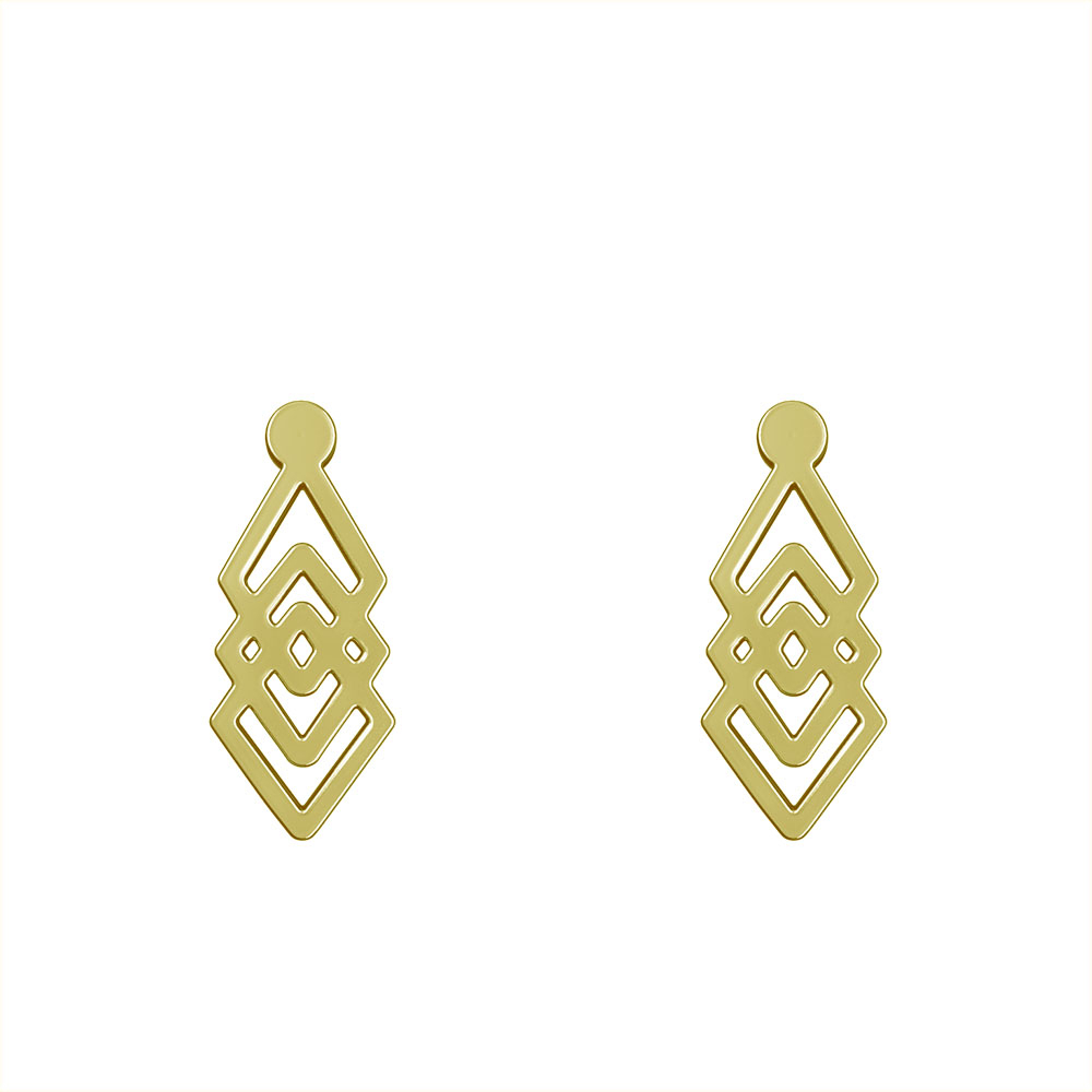 گوشواره طلا 18 عیار زنانه مدوپد مدل لوزی کد GA1-10315