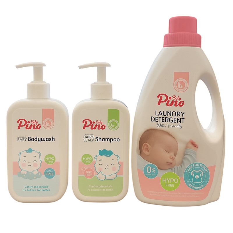 شامپو سر و بدن به همراه مایع لباسشویی پینو بیبی کد 010 مجموعه 3 عددی