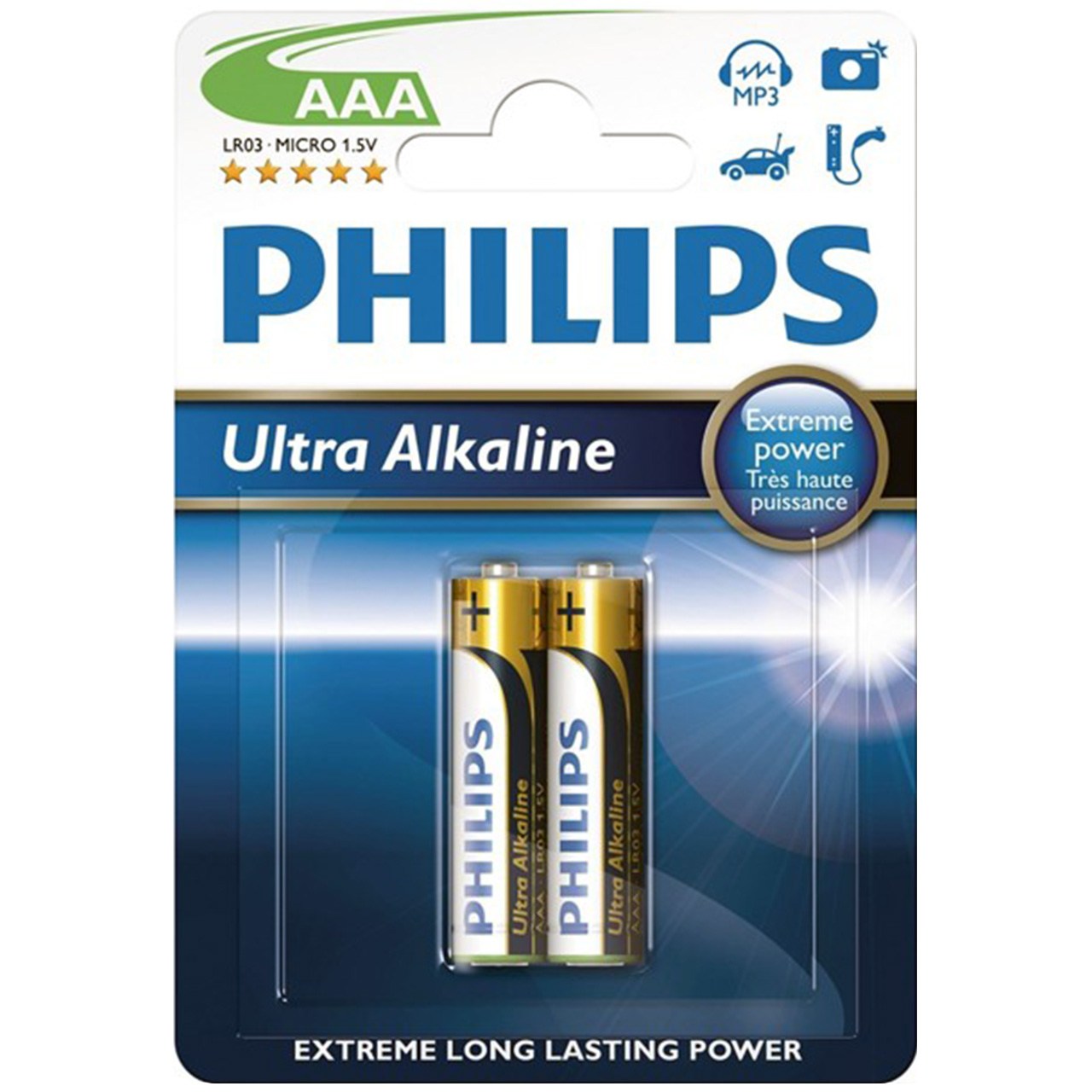 باتری نیم قلمی فیلیپس مدل Ultra Alkaline بسته 2 عددی