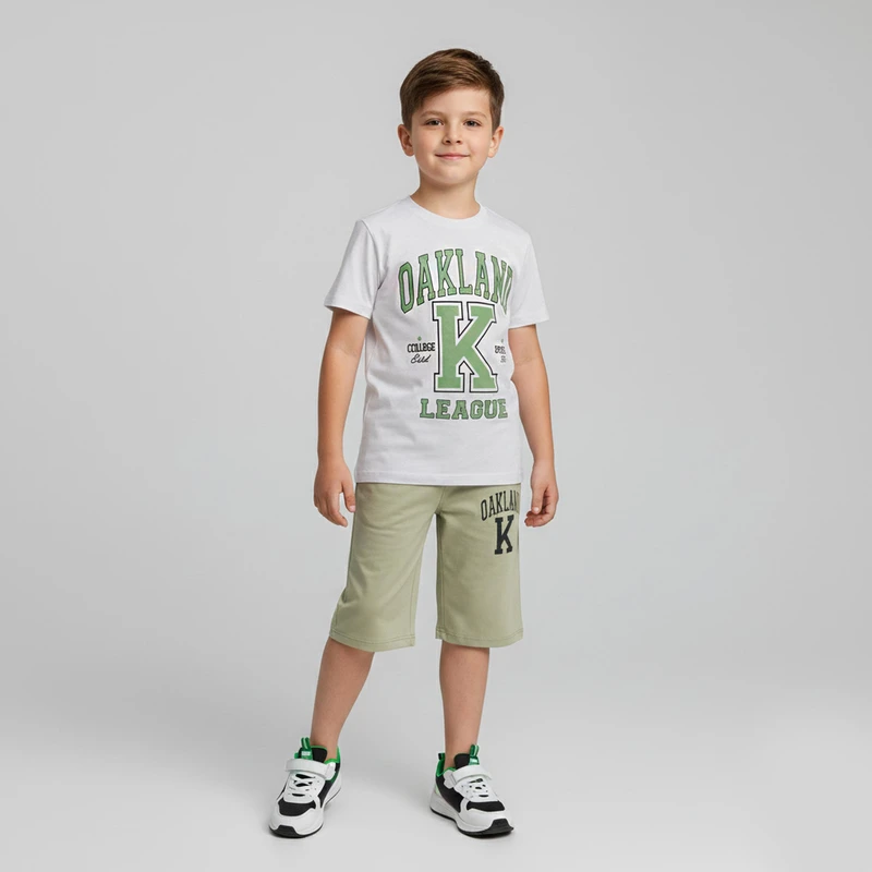 ست تی شرت آستین کوتاه و شلوارک بچگانه مدل oakland