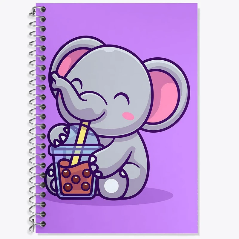 دفتر زبان 50 برگ خندالو مدل سه خط طرح فیل کوچولو کد 29479