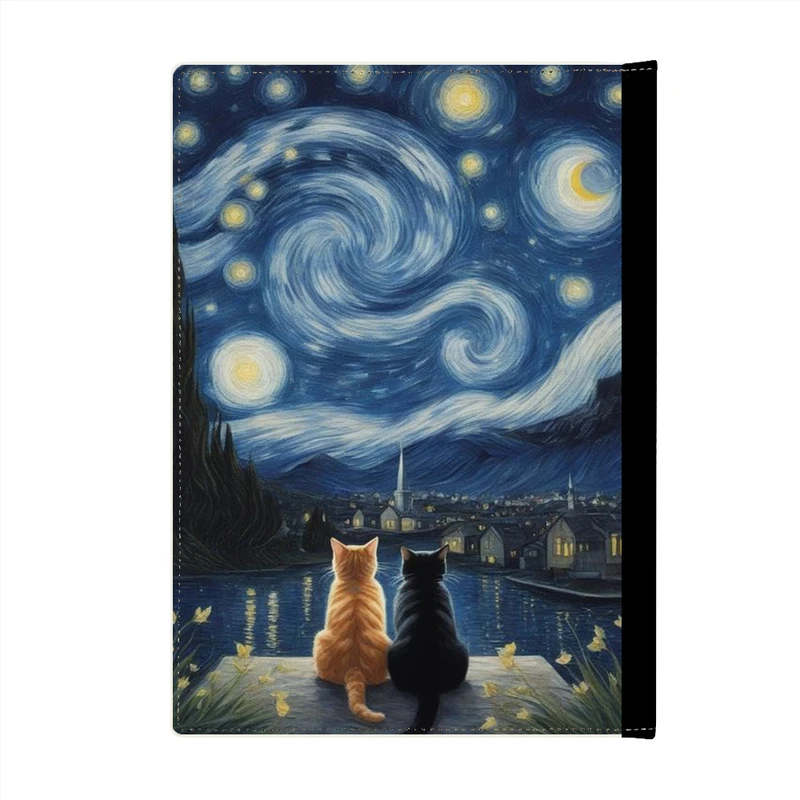 کلاسور پاد آفرین مدل فانتزی طرح کارتونی شب های پر ستاره ونگوگ گربه کد p793