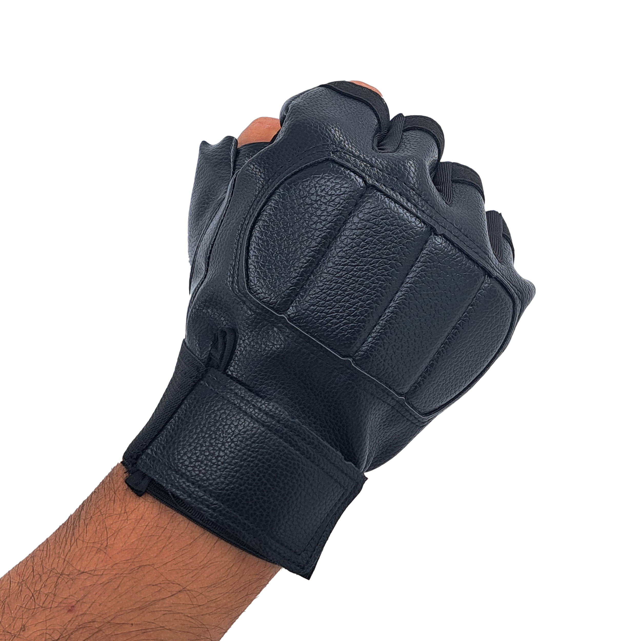 دستکش بدنسازی مدل نیم انگشت چرمی کد 1015