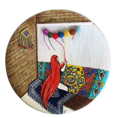 بشقاب دیوارکوب سفالی طرح قالیبافی کد 1067