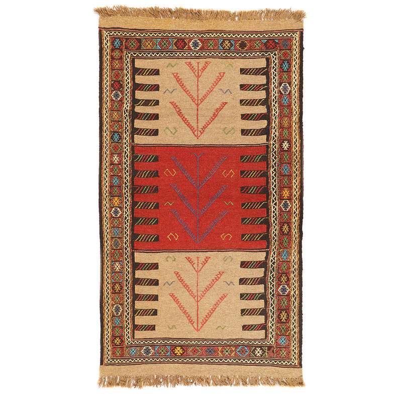 گلیم دستبافت یک و نیم متری طرح سفره کردی کد 1404131