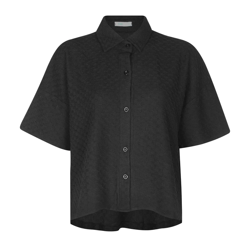 شومیز آستین کوتاه یقه برگردان زنانه آر اِن اِس مدل 112723629905 رنگ مشکی