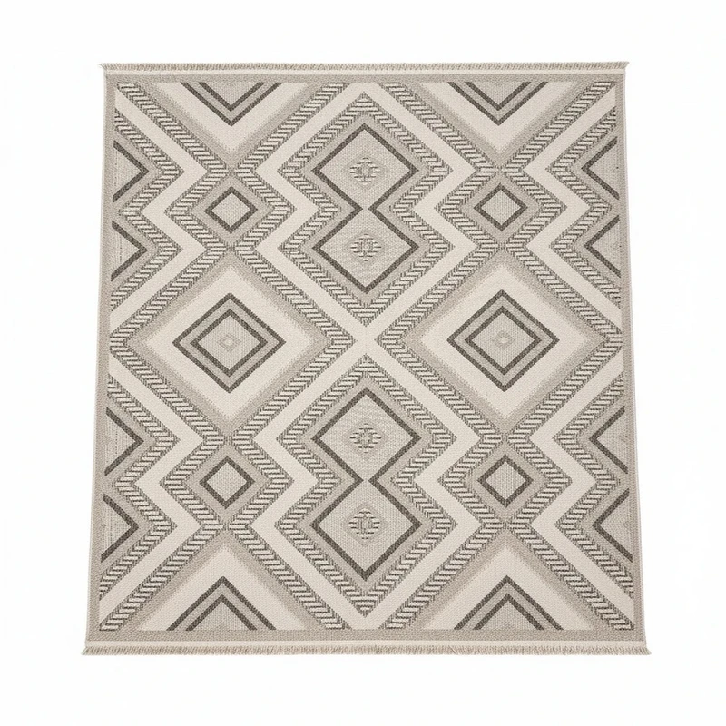 فرش ماشینی 200 شانه دنیای فرش زمینه نسکافه‌ای حاشیه بژ مدل سلنا کد 3010