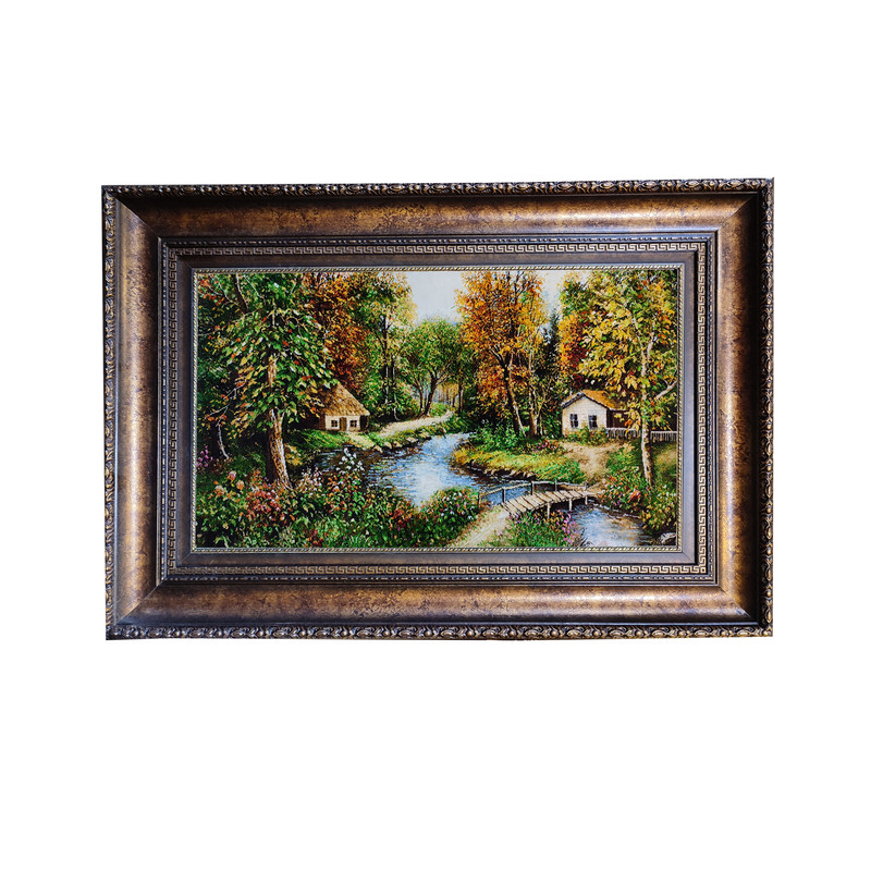 تابلو فرش دستباف طرح کلبه جنگلی مدل RAR