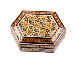 جا سکه ای خاتم کاری مدل شش ضلعی کد 06