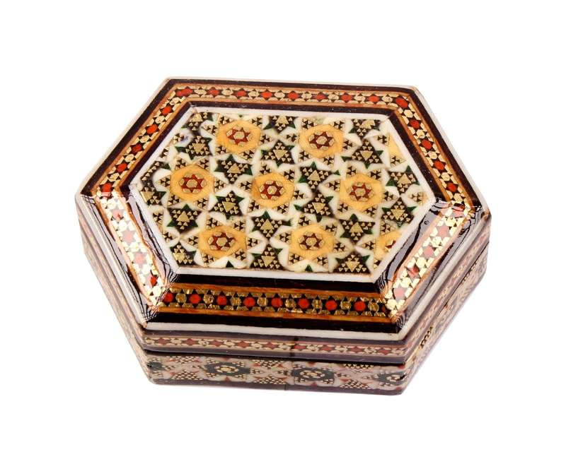 جا سکه ای خاتم کاری مدل شش ضلعی کد 06
