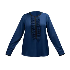 بلوز آستین بلند زنانه برنس مدل چیدا رنگ سورمه ای