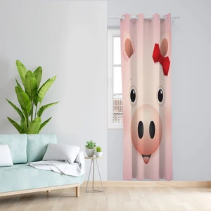 پرده مدل اتاق کودک مخمل پانچی طرح خوک کد 2578 سایز 140x280 سانتی متر