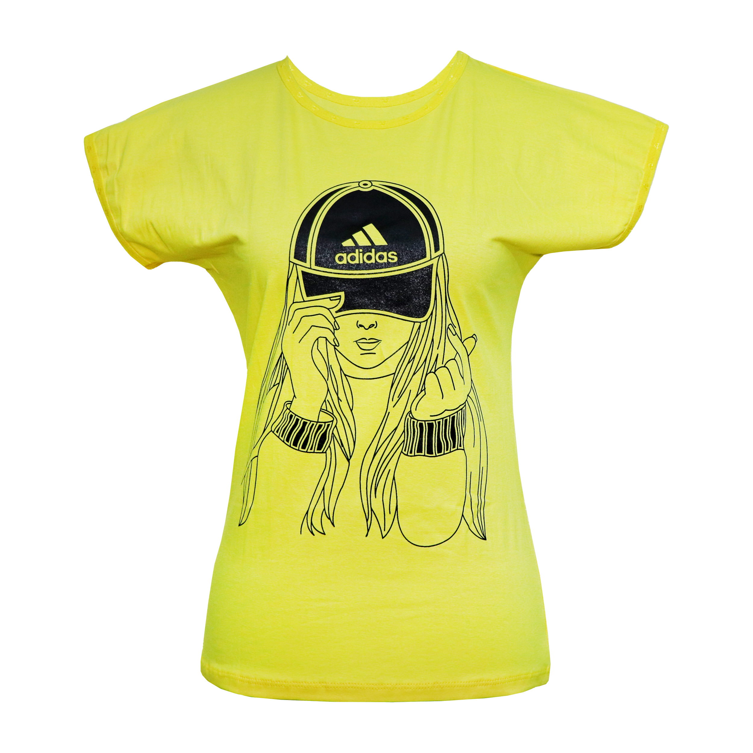 تی شرت دخترانه مدل Girl Hat رنگ زرد