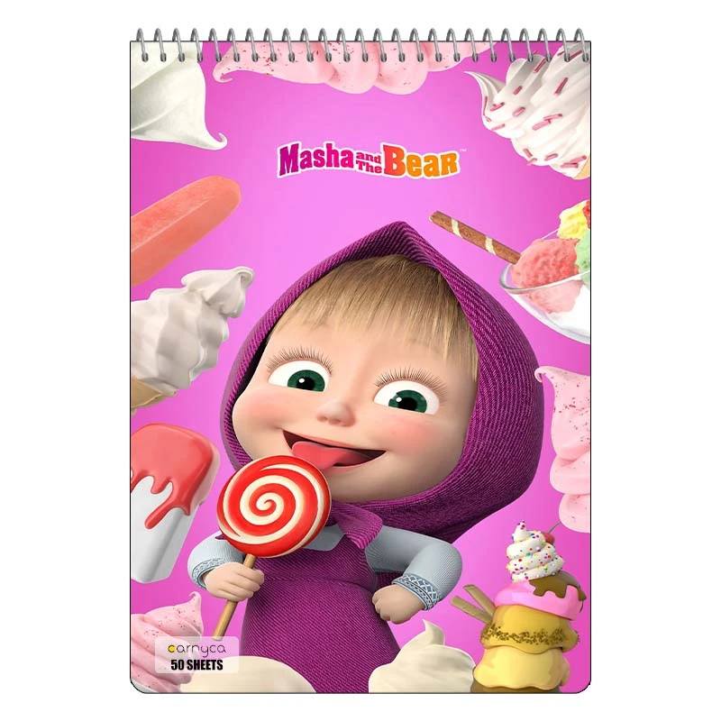 دفتر نقاشی 50 برگ سیمی کارنیکا طرح ماشا و خرس Masha and the Bear کد 58262