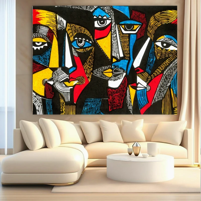 پوستر پارچه ای طرح مخمل نقاشی مدل کوبیسم کد BK27010