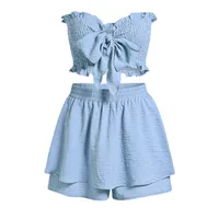 ست تاپ و شلوارک زنانه مدل پاپیونی تابستانی