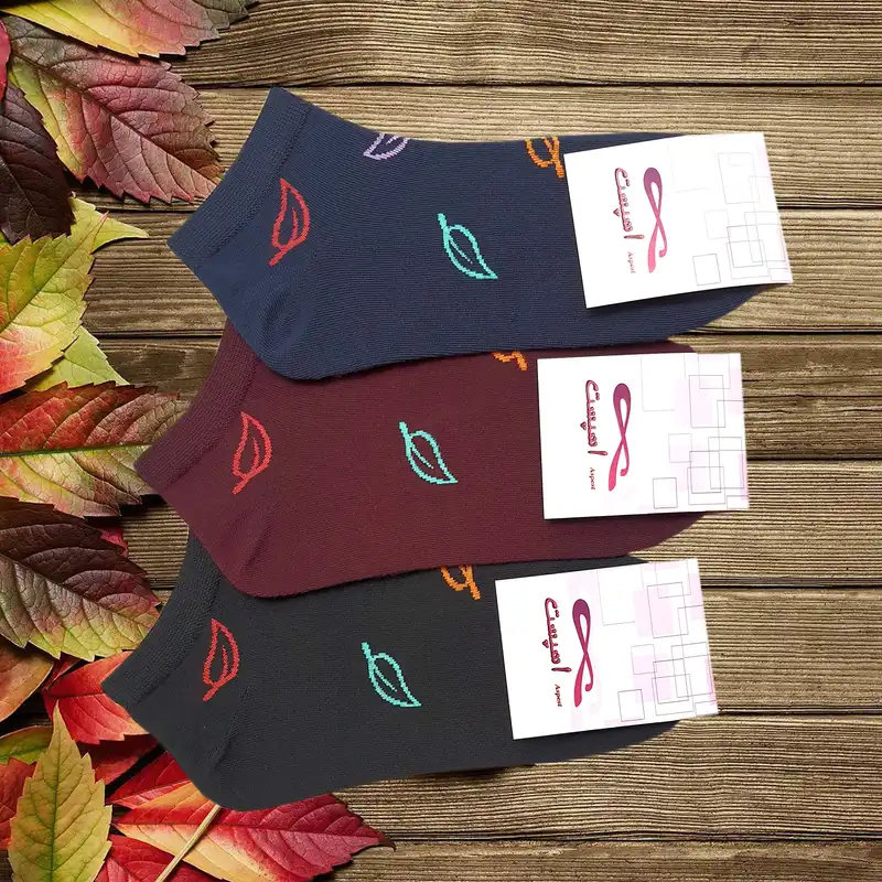 جوراب زنانه اسپست مدل برگ بسته 3 عددی