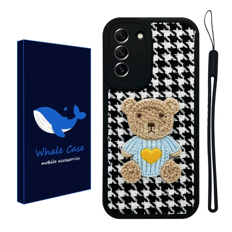 کاور وال کیس مدل خرس پارچه ای مناسب برای گوشی موبایل سامسونگ Galaxy S21 FE به همراه آویز