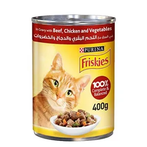 کنسرو غذای گربه فریسکیز مدل beef and chicken vegetabes وزن 400 گرم