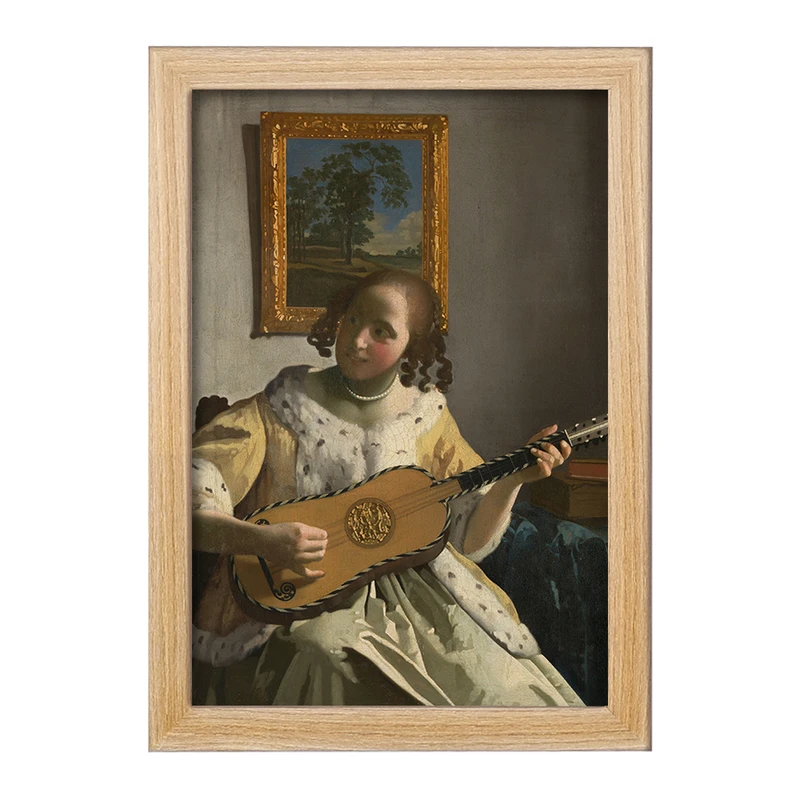 تابلو خندالو مدل نقاشی نوازنده گیتار اثر یوهانس فرمیر کد F12427