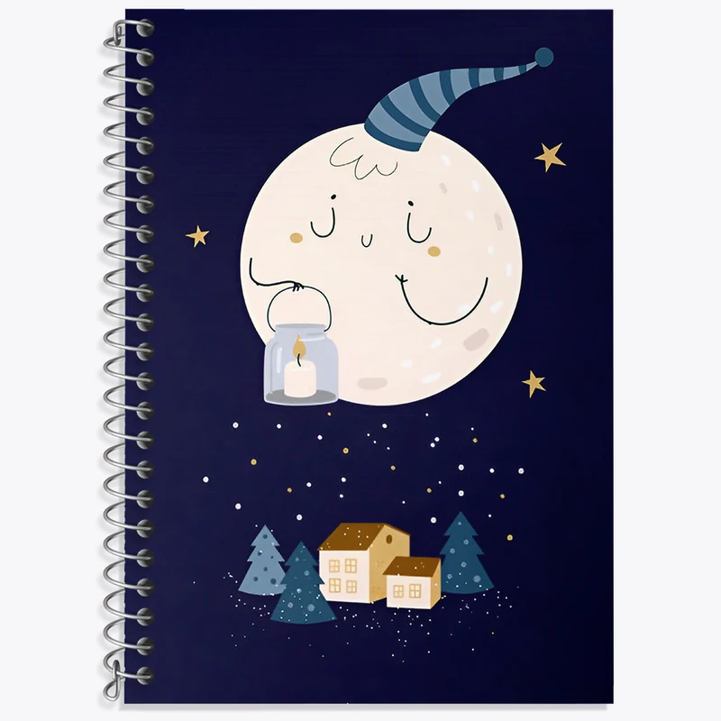 دفتر زبان 50 برگ خندالو مدل سه خط طرح ماه بامزه کد N4703