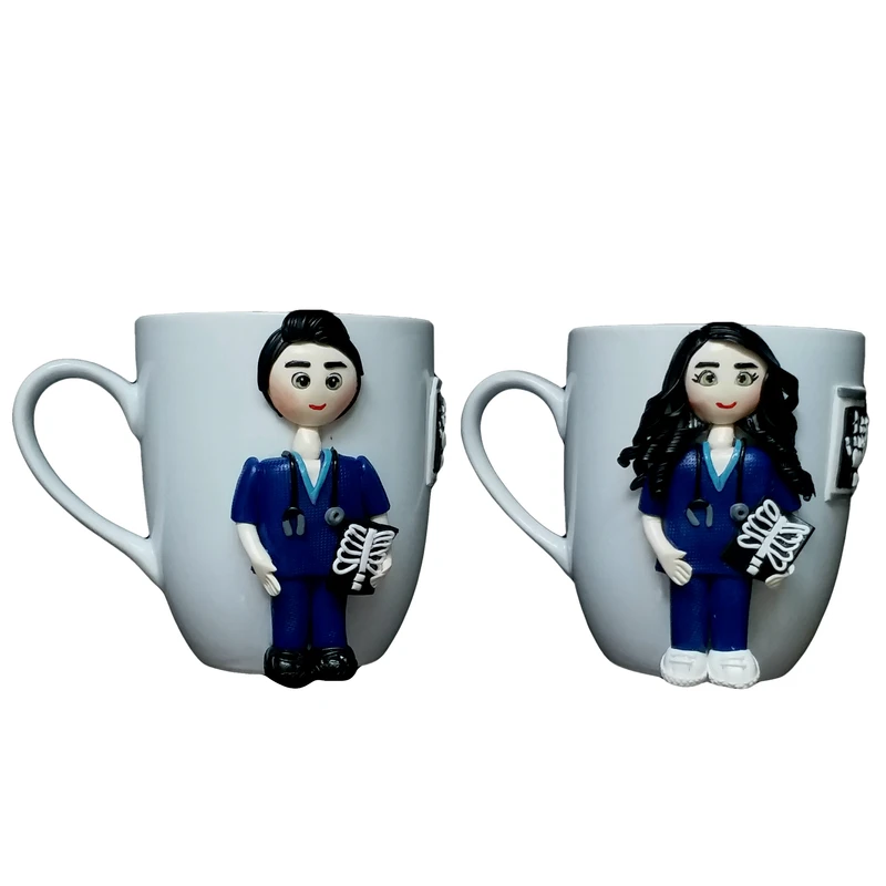 ماگ سرامیکی مدل دختر و پسر پزشک رادیولوژی کد 03013 مجموعه 2 عددی