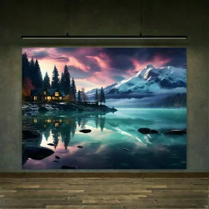 تابلو بوم طرح مخمل طبیعت کوهستان برفی کد FP105604