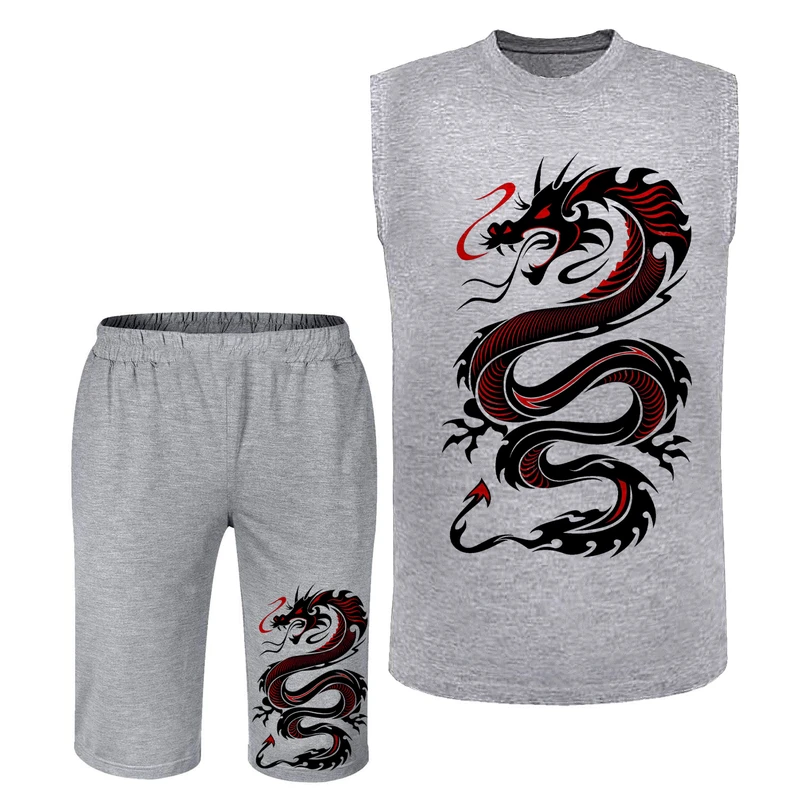 ست تاپ و شلوارک مردانه مدل اژده ها کد A65