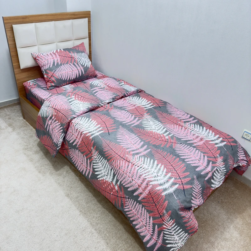 سرویس ملحفه ناتوسا مدل سرخس کد 90 یک نفره سه تکه