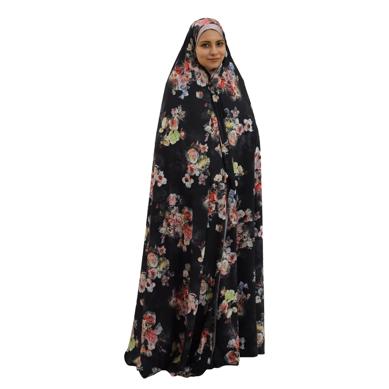 چادر نماز حجاب فاطمی مدل دسته گل رز سوپر سافت گیاهی کد  Mash 30s04