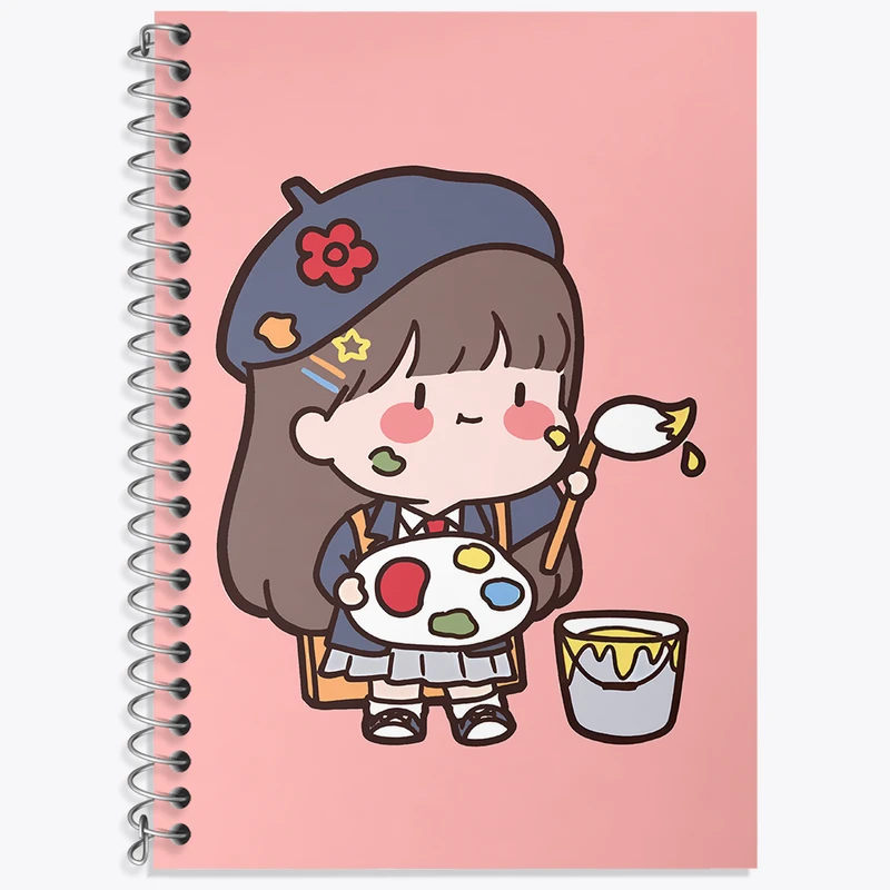 دفتر زبان 50 برگ خندالو مدل سه خط طرح دختر نقاش کد N5610