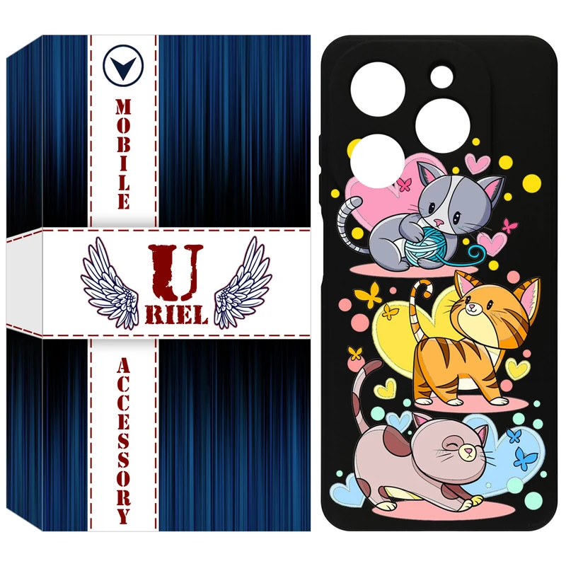 کاور یوریل مدل KSH کد 6 طرح گربه مناسب برای گوشی موبایل تکنو Spark 20 / Spark Go 2024