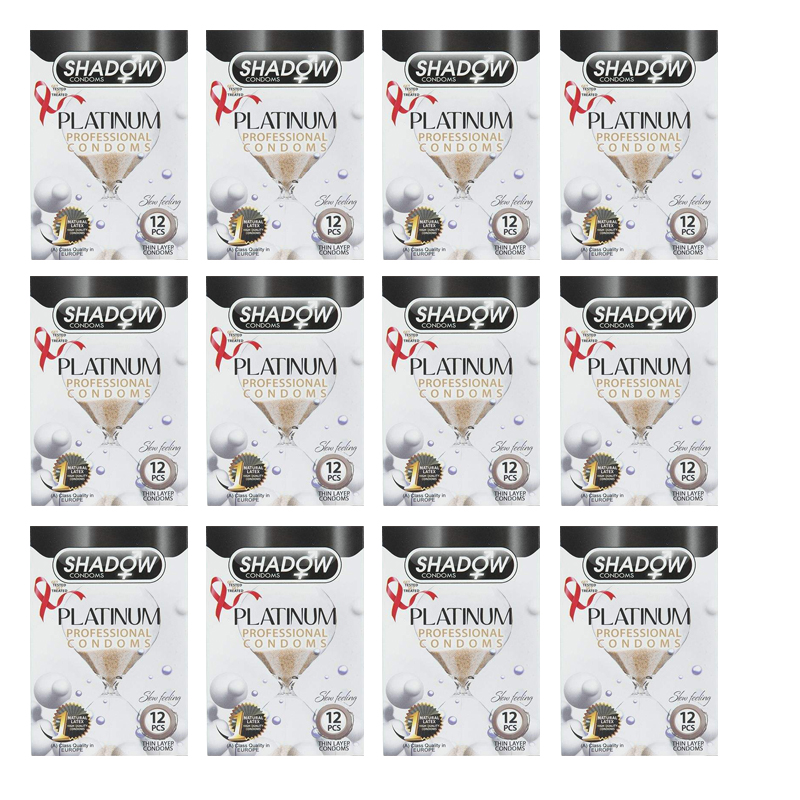 کاندوم شادو مدل Platinum مجموعه 12 عددی