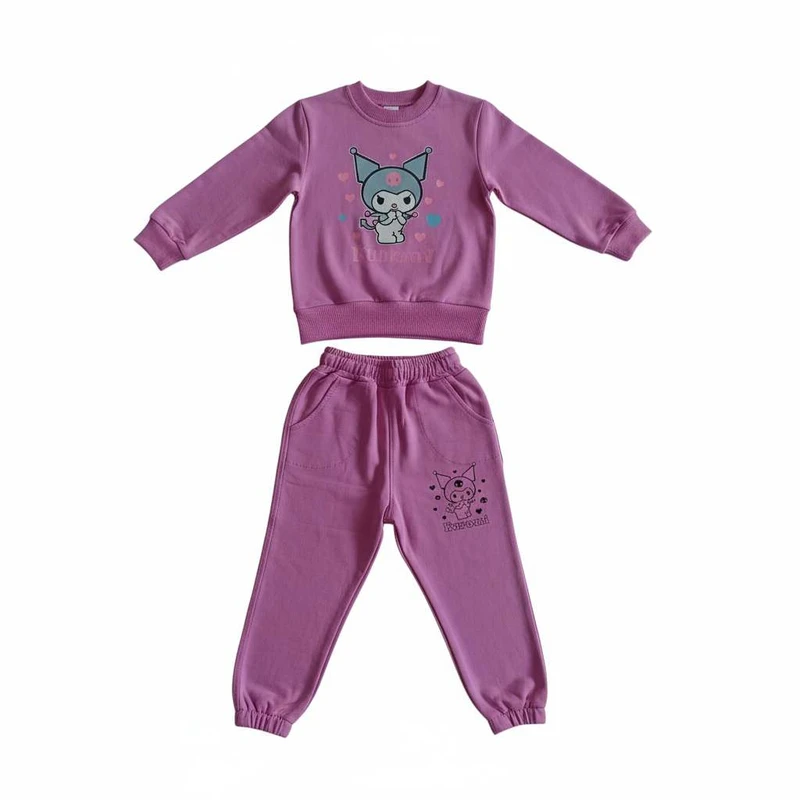 ست سویشرت آستین بلند و شلوار راحتی دخترانه مدل کرومی کد 001