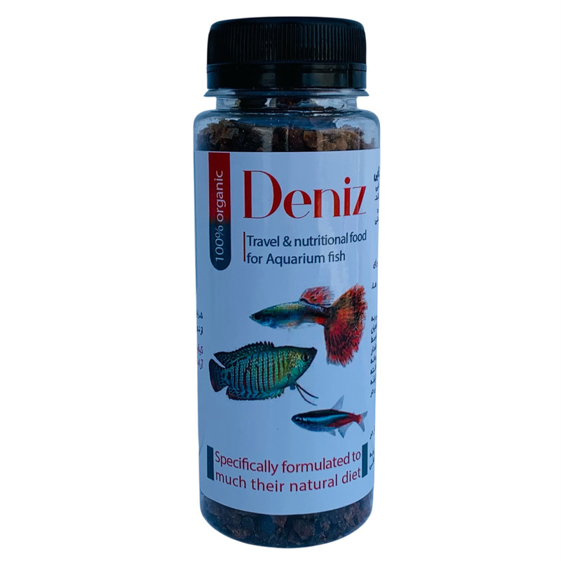 غذای ماهی اکواریوم دنیز مدل غذای مسافرتی و مکمل غذایی وزن 100 گرم