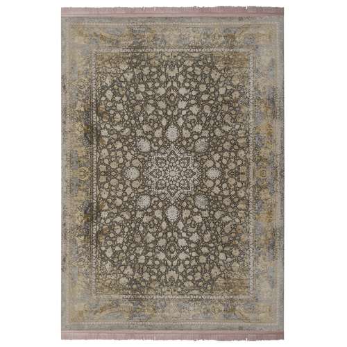 فرش ماشینی 1200شانه زمرد مشهد زمینه صدفی حاشیه صدفی طرح پتینه