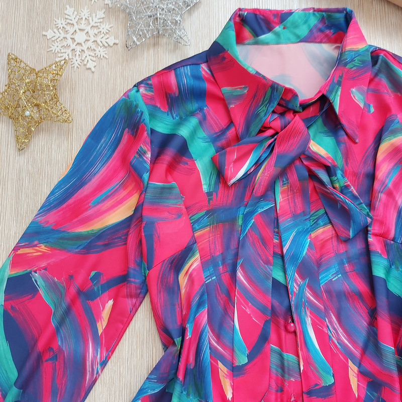 شومیز آستین بلند زنانه مدل ساتن سیلک رنگ سرخابی