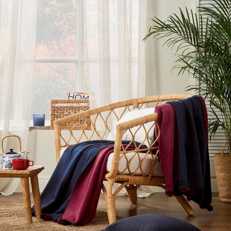 پتو ازدیلک مدل Ponponlu Indigo دو رو سایز 180×220 سانتی متر