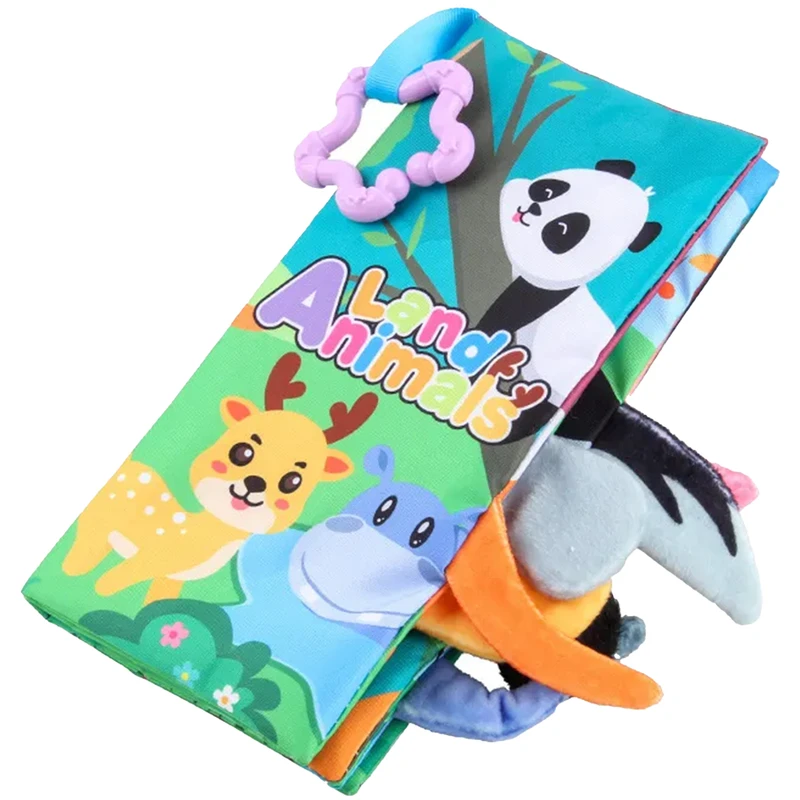 بازی آموزشی سمید مدل کتاب پارچه ای دست ورزی دم دار طرح سرزمین حیوانات