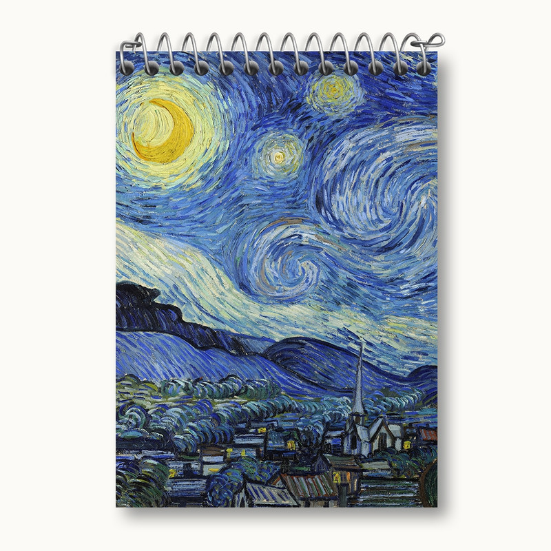 دفتر یادداشت 50 برگ خندالو مدل شب پر ستاره ونسان ونگوگ کد N1710