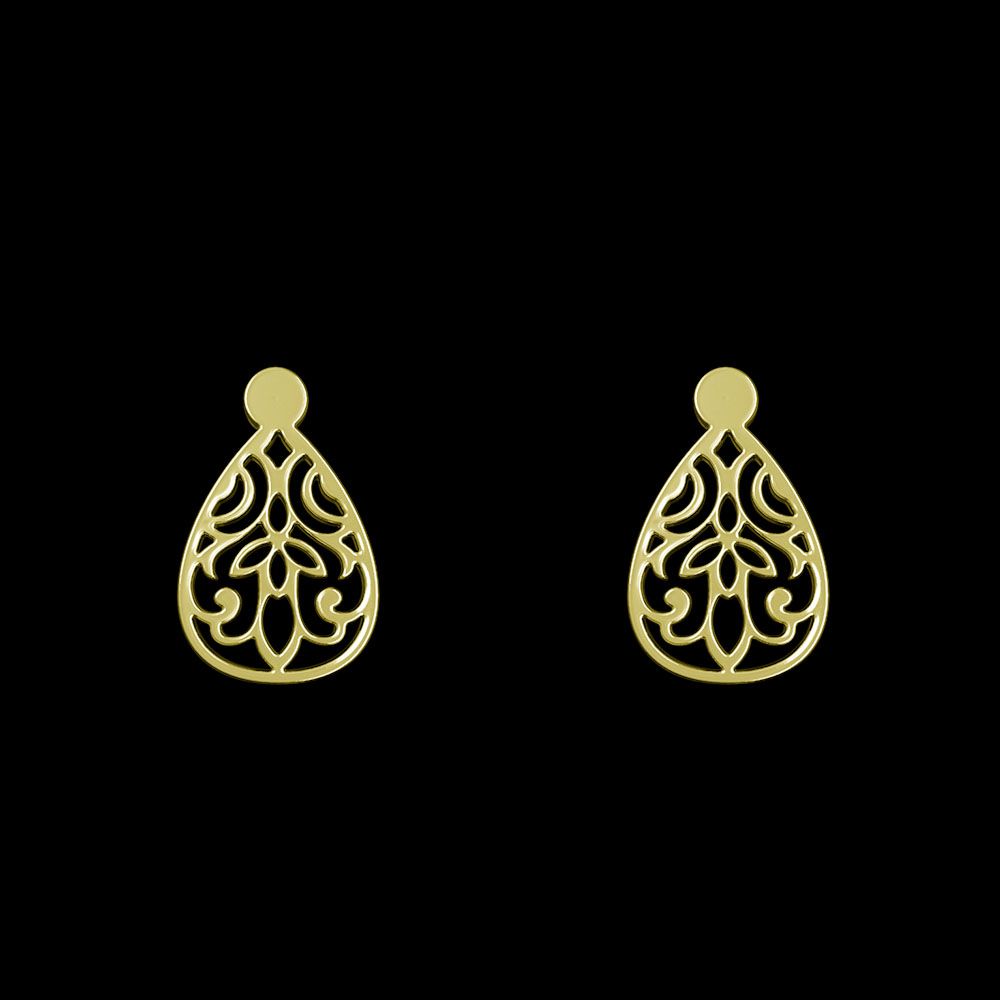 گوشواره طلا 18 عیار زنانه مدوپد مدل اسلیمی کد GA1-15330 -  - 1