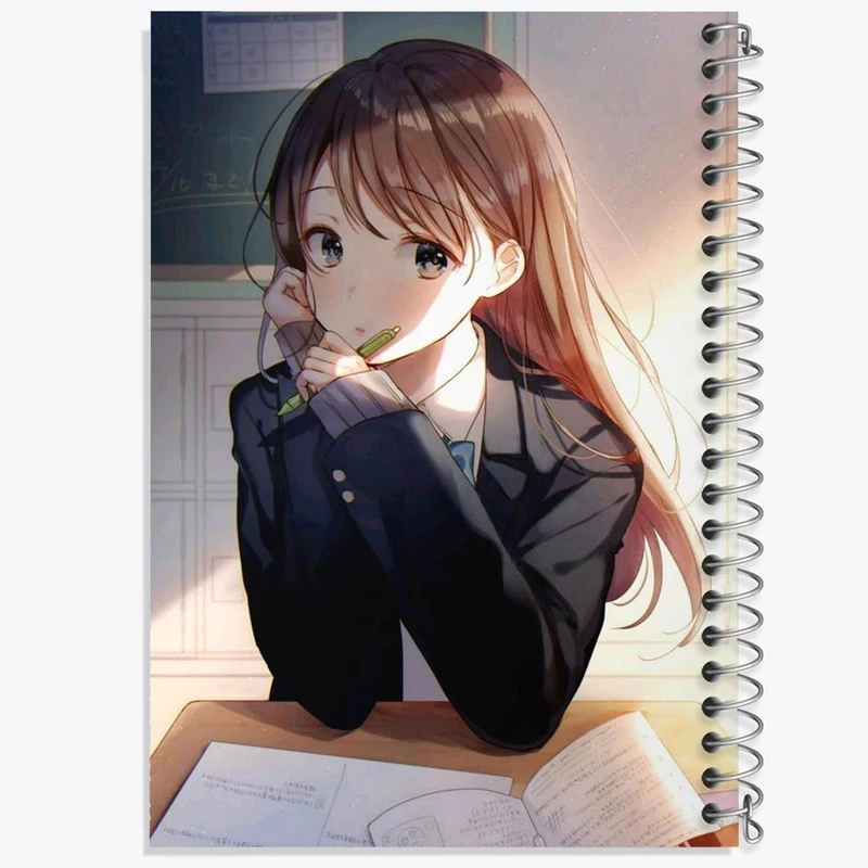 دفتر مشق 50 برگ خندالو مدل دختر انیمه ای کد 18069