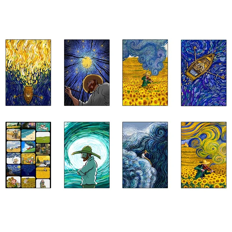 پوستر کارنيکا طرح فانتزی ون‌گوگ Van Gogh Fantasy کد 25433 مجموعه 8 عددی