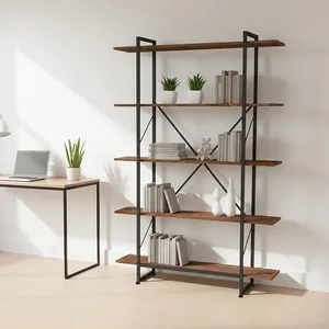 کتابخانه پنج طبقه دیزم مدل مونتاژی LIB_100180_BRN