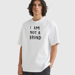 تی شرت آستین کوتاه اورسایز مردانه مدل من یک برند نیستم mo369