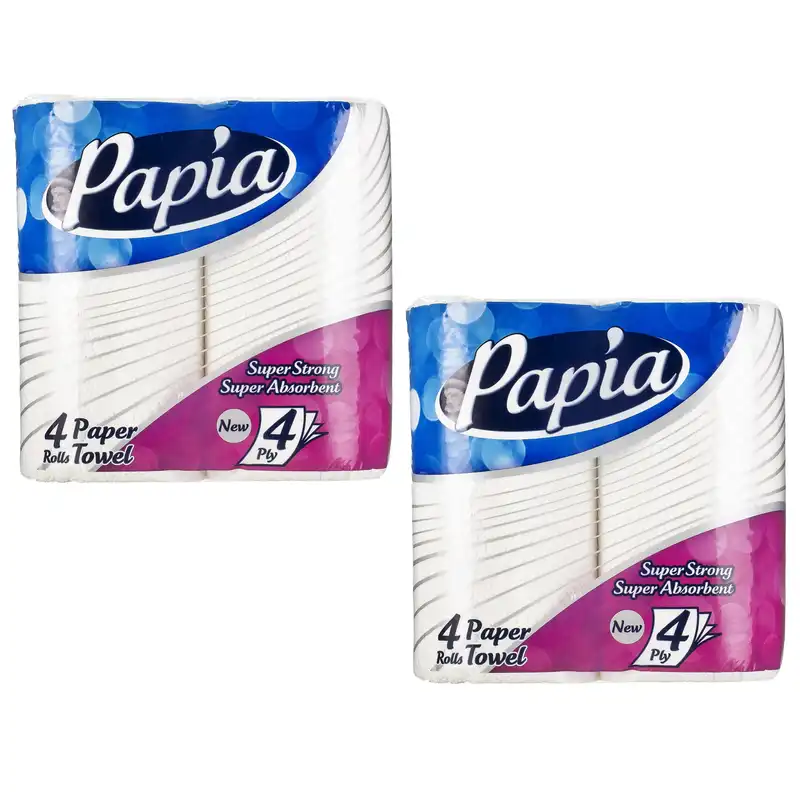 دستمال حوله ای پاپیا مدل پیچک دو بسته 4 عددی