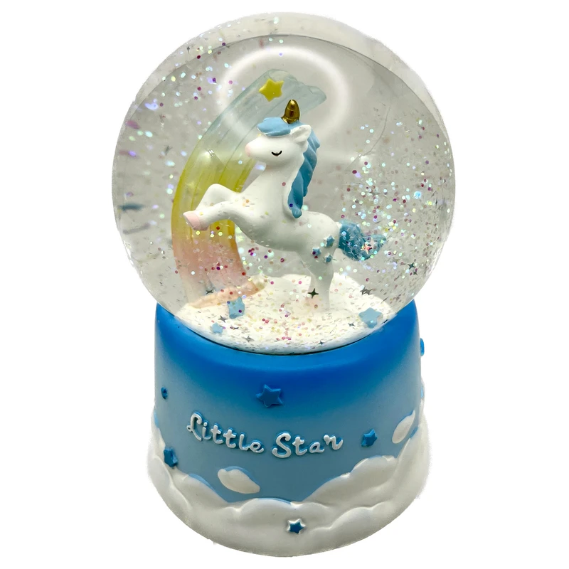 گوی موزیکال مدل پمپی Little Star طرح اسب تک شاخ و رنگین کمان شفاف کد PB7643